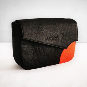 Black-red piñatex shoulder bag
